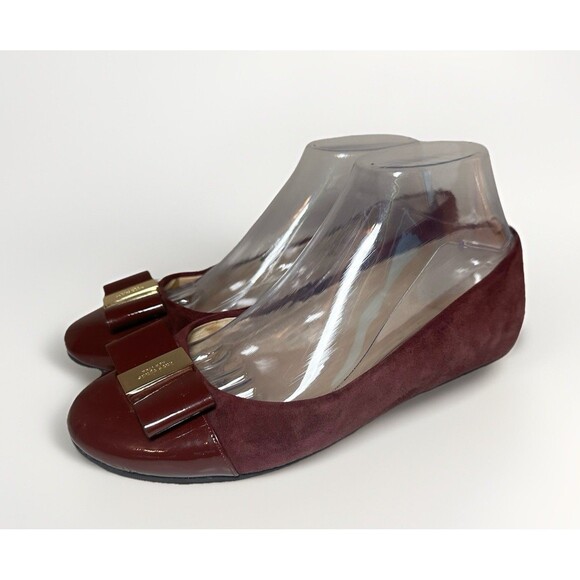 KATE SPADE Merlot Suede Round Toe Ballet Flats Slip On Shoes Women's 8M - Picture 1 of 11